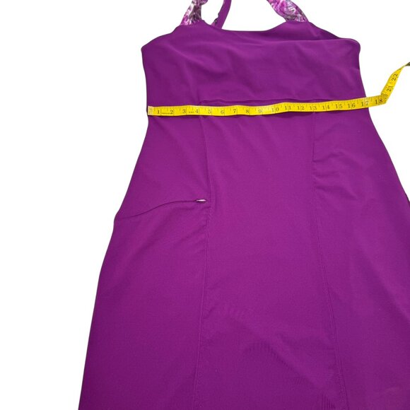 Athleta Purple Halter Back Dress Size L | Active Travel Summer Dress with Pocket - Picture 7 of 10
